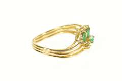 14K Yellow Gold Marquise Emerald Diamond Accent Cluster Ring
