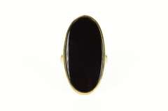 10K Yellow Gold Oval Black Onyx Inset Retro Statement Ring