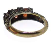 Sterling Silver Red Garnet Marcasite Ring