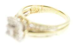 10K Yellow Gold Princess Diamond Halo Promise Engagement Ring