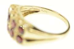 10K Yellow Gold Art Deco Squared Garnet Statement Band Ring