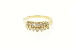 14K Yellow Gold 0.28 Ctw Squared Tiered Diamond Cluster Band Ring