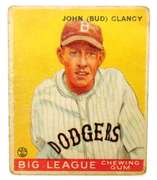 John Bud Clancy, Dodgers 1933 Goudey Gum Baseball Card