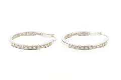 14K White Gold 0.26 Ctw Diamond Inside Outside Classic Hoop Earrings