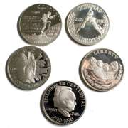 5 Proof Modern Comm Silver Dollars