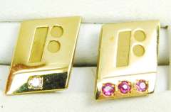 2 Gold Filled Diamond & Ruby Fairchild Pins