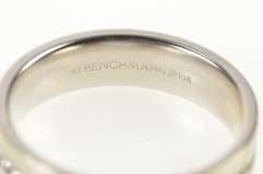 14K White Gold 5.9mm Grooved Diamond Men's Wedding Band Ring