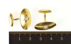 14K Yellow Gold 0.40 Ctw Retro Diamond Ornate Men's Cuff Links