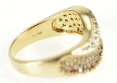 14K Yellow Gold 0.71 Ctw Pave Red Diamond Wave Statement Ring