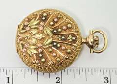 Exquisite 14K Multicolor-Gold Ladies Pocketwatch
