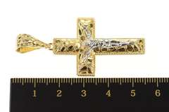 10K Yellow Gold Crucifix Jesus Christ Textured Cross Christian Pendant
