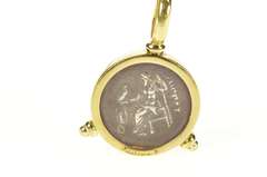 18K Yellow Gold Designer Ancient Roman Coin Statement Pendant