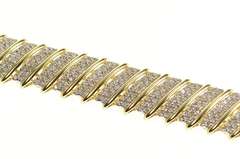 14K Yellow Gold 2.30 Ctw Diamond Encrusted Bar Link Statement Bracelet