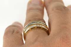 14K Yellow Gold 1.56 Ctw Baguette Sapphire Diamond Band Ring