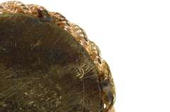 14K Yellow Gold 1960's Ornate Syn. Sapphire Pearl Tear Drop Pendant