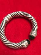David Yurman 9mm Sterling Silver Prasiolite & Diamonds Hinge Cable Bracelet