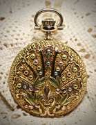 Exquisite 14K Multicolor-Gold Ladies Pocketwatch