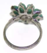 Sterling Silver Jade Flower Style Ring