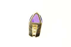 14K Yellow Gold Trillion Amethyst Diamond Accent Statement Pendant