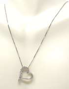 Charming 14kt WG Graduated Diamond Heart Necklace