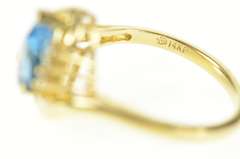 14K Yellow Gold Pear Blue Topaz Diamond Accent Bypass Ring