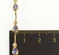 14K Yellow Gold Pear Tanzanite Diamond Accent Bar Link Bracelet