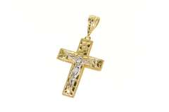 10K Yellow Gold Crucifix Jesus Christ Textured Cross Christian Pendant