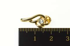 14K Yellow Gold Citrine Blue Topaz Inset Loop Wavy Curvy Pendant