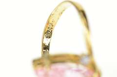 10K Yellow Gold Marquise Pink Cubic Zirconia Accent Statement Ring