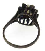 Sterling Silver opal with Blue Sapphire Ring