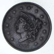 1837 Young Head Large Cent - Circulated