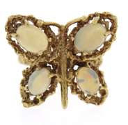 Fabulous Yellow Gold Opal Butterfly Ring