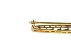 14K Yellow Gold Art Deco Blue Enamel Daisy Flower Bar Pin/Brooch