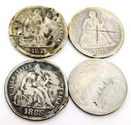 4 U.S. Dimes, 1800's