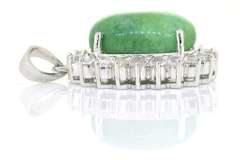 Lovely Emerald & White Sapphire Pendant in Sterling Silver