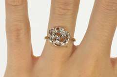 14K White Gold Retro Diamond Inset Wavy Heart Statement Ring