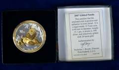 2007 1 OZ CHINESE PANDA COIN GILDED PANDAS