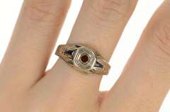 14K White Gold Art Deco 2.5mm Sapphire Accent Setting Ring