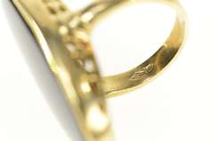 10K Yellow Gold Oval Black Onyx Inset Retro Statement Ring