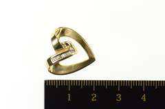 14K Yellow Gold Wavy Curvy Baguette Diamond Heart Love Pendant