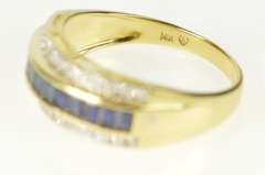 14K Yellow Gold 1.56 Ctw Baguette Sapphire Diamond Band Ring