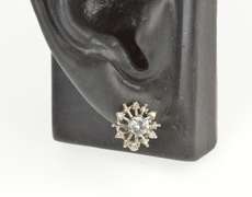 18K White Gold Cubic Zirconia Retro Halo Burst Snowflake Earrings