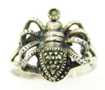 Vintage Sterling Marcasite Spider Ring, 7