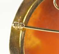 10K Yellow Gold Victorian Ornate Carved Lady Cameo Etched Pin/Brooch