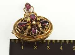 14K Yellow Gold Victorian Seed Pearl Tourmaline Statement Pin/Brooch