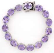 Adorable Amethyst & Diamond Bracelet in Platinum-Plated Silver