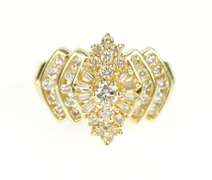14K Yellow Gold 1.35 Ctw Diamond Elegant Cluster Statement Ring