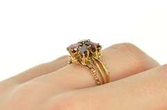 14K Yellow Gold Garnet Butterfly Retro Statement Cocktail Ring