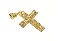 10K Yellow Gold Crucifix Jesus Christ Textured Cross Christian Pendant