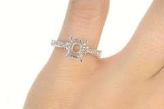 18K White Gold Oval 0.17 Ctw Diamond Engagement Setting Ring